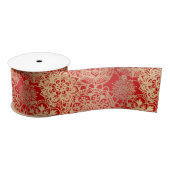 Elegant Red Gold Mandala Pattern Satijnen Lint (Spoel)