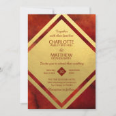 Elegant RED GOLD Marble Wedding Invitations Kaart (Voorkant)