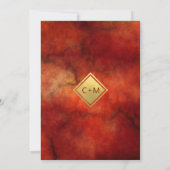 Elegant RED GOLD Marble Wedding Invitations Kaart (Achterkant)