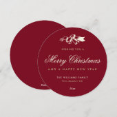 Elegant Red Gold Merry-kerstfeestkaart Feestdagenkaart (Voorkant / Achterkant)