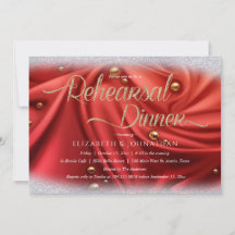 Elegant Red Gold Minimal Wedding Rehearsal Dinner
