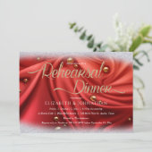 Elegant Red Gold Minimal Wedding Rehearsal Dinner Kaart (Staand voorkant)