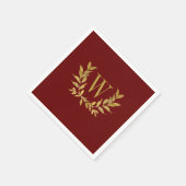 Elegant Red & Gold Modern Monogram Weddenschap Servet (Hoek)