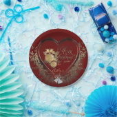 Elegant Red-Gold Modern Victoriaans kerstfeest Papieren Bordje (Feest)