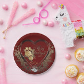 Elegant Red-Gold Modern Victoriaans kerstfeest Papieren Bordje (Feest)