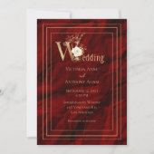 Elegant Red Gold Modern Wedding Uitnodiging (Voorkant)