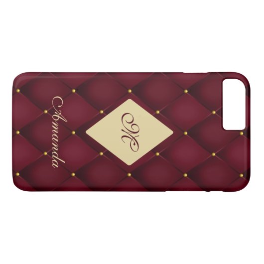 Elegant Red Gold Monogram getufte Case-Mate iPhone Case (Achterkant (Horizontaal))
