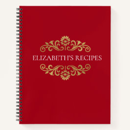 Elegant Red Gold Monogram Recept Kookboek Notitieb Notitieboek