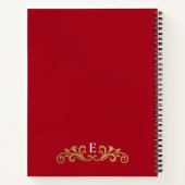 Elegant Red Gold Monogram Recept Kookboek Notitieb Notitieboek (Achterkant)