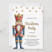 Elegant Red & Gold Nutcracker Christmas Party Kaart (Voorkant)