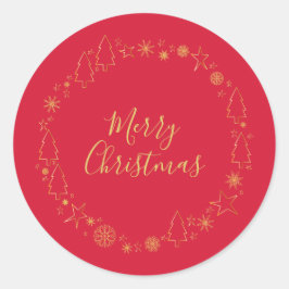 Elegant Red Gold Original Handrawn Ronde Sticker