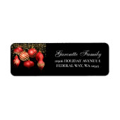 Elegant Red Gold Ornament kerstretouradres Etiket (Voorkant)