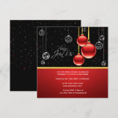 Elegant Red Gold Ornaments on Black Party Invite Kaart (Voorkant / Achterkant)