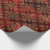 Elegant Red Gold Pattern kerst Cadeaupapier (Hoek)