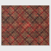 Elegant Red Gold Pattern kerst Cadeaupapier (Vlak)