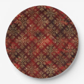 Elegant Red Gold Pattern kerst Papieren Bordje (Voorkant)