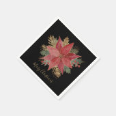 Elegant Red Gold Poinsettia Flower Merry kerst Servet (Hoek)