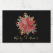 Elegant Red Gold Poinsettia Flower Merry kerst Voedselcontainer Etiket (Enkel label)