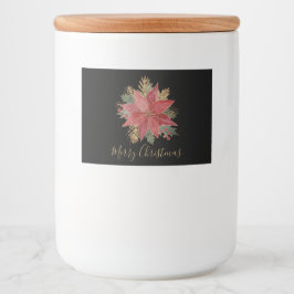 Elegant Red Gold Poinsettia Flower Merry kerst Voedselcontainer Etiket