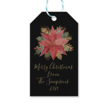 Elegant Red Gold Poinsettia Merry KerstBlack