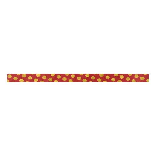 Elegant Red & Gold Red Polka Dots Moderne Kerstmis Satijnen Lint (Voorkant)
