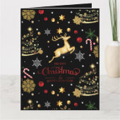 Elegant Red Gold Reindeer Merry kerstboom Kaart (Voorkant)