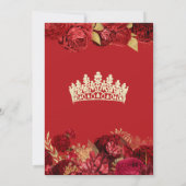 Elegant Red & Gold Roos Floral Quinceanera Kaart (Achterkant)