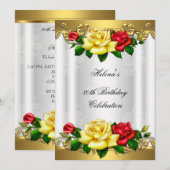 Elegant Red Gold Rozen Lace Kaart (Voorkant / Achterkant)