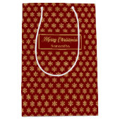 Elegant Red Gold Snowflakes Christmas Gift Bag Medium Cadeauzakje (Voorkant)