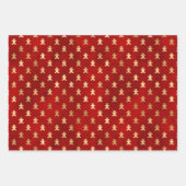 Elegant Red Gold Snowflakes Gingerbrood Mannen Inpakpapier Vel (Voorkant 3)