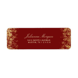 Elegant Red Gold Snowflakes kerst Etiket