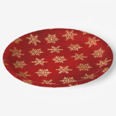 Elegant Red Gold Snowflakes kerst Papieren Bordje (Gekanteld)