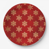 Elegant Red Gold Snowflakes kerst Papieren Bordje (Voorkant)