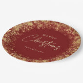 Elegant Red Gold Snowflakes kerst Papieren Bordje (Gekanteld)