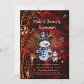 Elegant Red Gold Snowman & Characters Christmas Kaart (Voorkant)