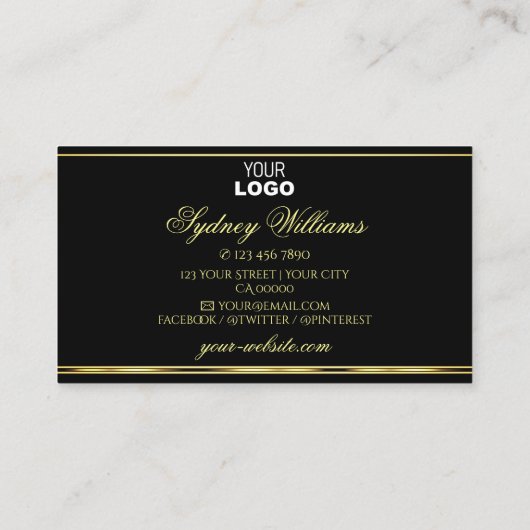 Elegant Red Gold Sparkle Glitter Logo Black Modern Visitekaartje (Achterkant)