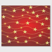 Elegant Red Gold Star Holiday Patroon Cadeaupapier (Vlak)