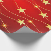 Elegant Red Gold Star Holiday Patroon Cadeaupapier (Hoek)