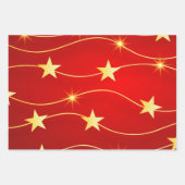 Elegant Red Gold Star Holiday Patroon WR Inpakpapier Vel (Voorkant)