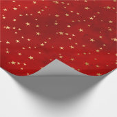 Elegant Red Gold Stars Kerstmis Cadeaupapier (Hoek)