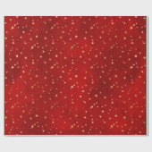 Elegant Red Gold Stars Kerstmis Cadeaupapier (Vlak)