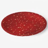 Elegant Red Gold Stars Kerstmis Papieren Bordje (Gekanteld)