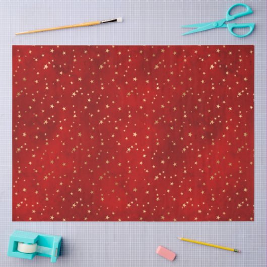 Elegant Red Gold Stars Kerstmis Tissuepapier (Craft)