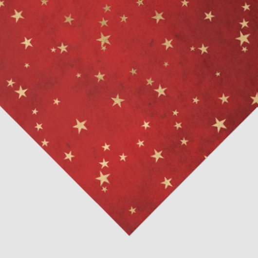 Elegant Red Gold Stars Kerstmis Tissuepapier (Detail)