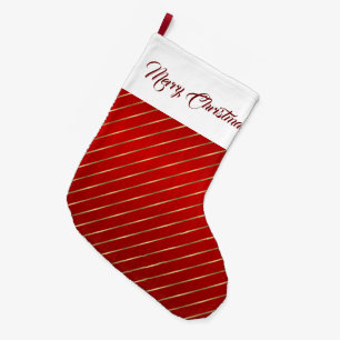 Elegant Red Gold Stripes Grote Kerstsok