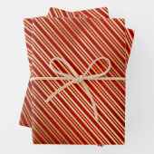 Elegant Red Gold Stripes kerstmis Inpakpapier Vel (In situ)