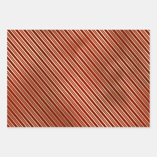 Elegant Red Gold Stripes kerstmis Inpakpapier Vel (Voorkant 3)