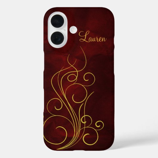Elegant Red Gold Swirl Case-Mate iPhone Case (Achterkant)