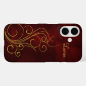 Elegant Red Gold Swirl Case-Mate iPhone Case (Achterkant (horizontaal))