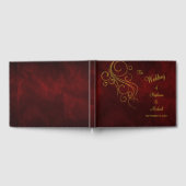 Elegant Red Gold Swirl Weddenschap Gastenboek (Volledig)